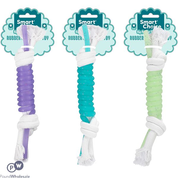 Smart Choice Rubber Rope Double Knotted Dog Toy 25cm Assorted Colours