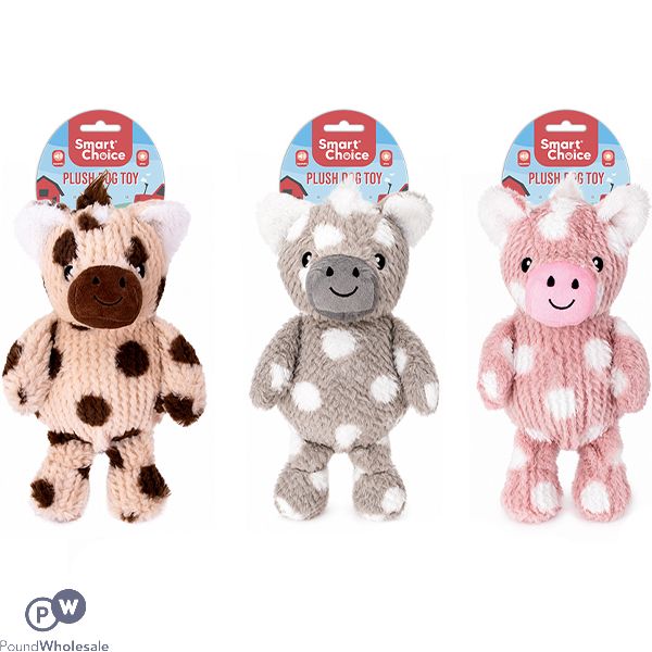 Smart Choice Squeaky Plush Trendy Donkey Dog Toy 30cm Assorted Colours