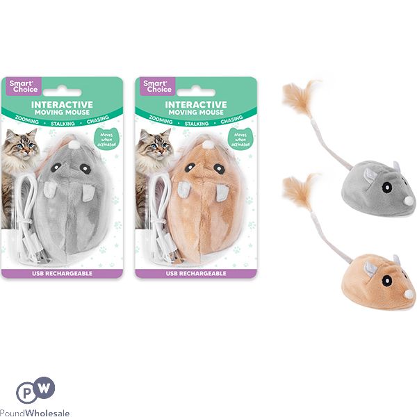 Smart Choice Rechargeable Interactive Moving Mouse Cat Toy Assorted Colours
