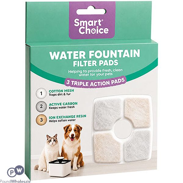 Smart Choice Triple-action Pet Water Fountain Replacement Filter Pads