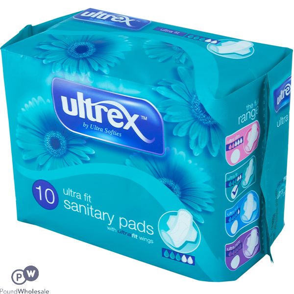 Ultrex Ultra Fit Sanitary Pads With Wings 10 Pack