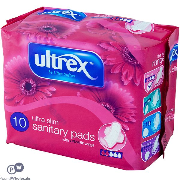 Ultrex Ultra Slim Sanitary Pads With Ultra Fit Wings 10 Pack