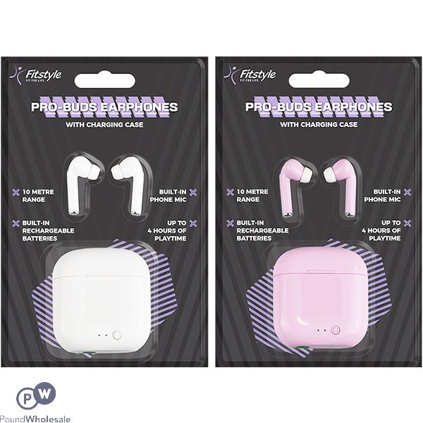 Fitstyle Pro-buds Earphones With Charging Case Cdu Assorted Colours