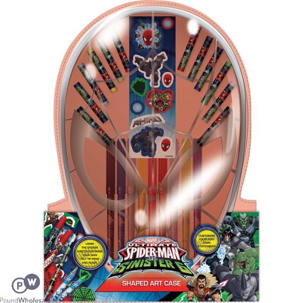 Ultimate Spiderman Vs Sinister 6 Shaped Art Case 12 Crayons,9 Felt Tips And Stickers