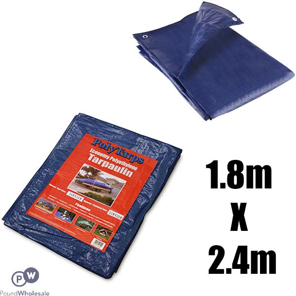 Polytarps Economy Polyethylene 80gsm Blue Tarpaulin 1.8m X 2.4m