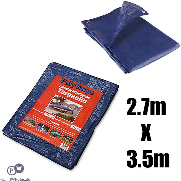 Polytarps Economy Polyethylene 80gsm Blue Tarpaulin 2.7m X 3.5m