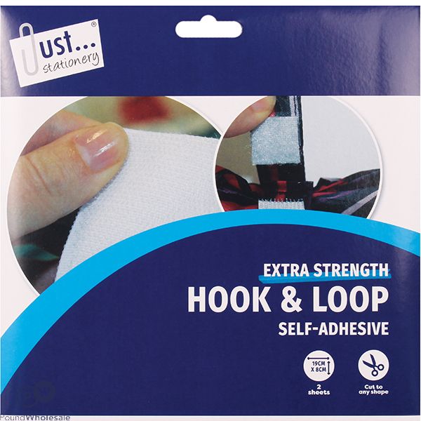 Just Stationery Self-adhesive Hook & Loop Sheets 2 Pack