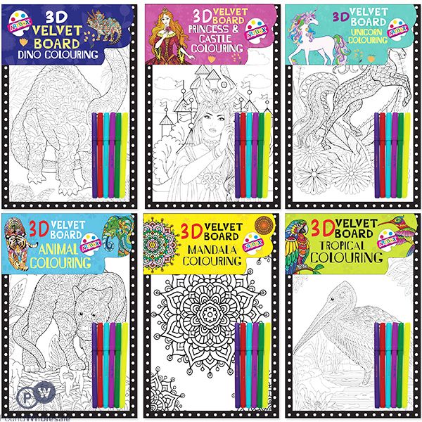 Artbox 3d Velvet Board Colouring Set Assorted
