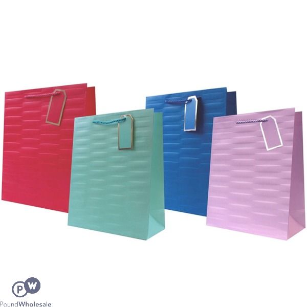 Embossed Brights Gift Bag Large Assorted Colours