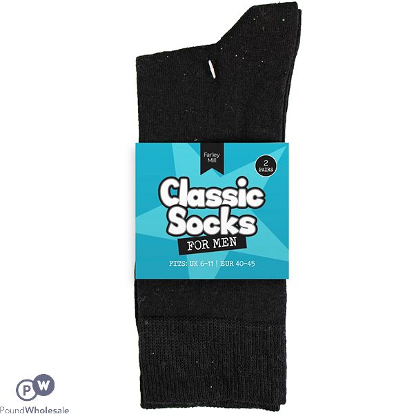 Farley Mill Men's Size 6-11 Black Classic Socks 2 Pack