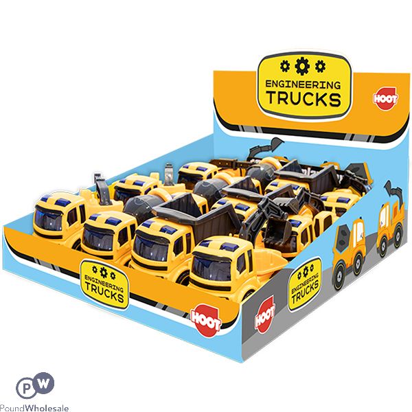 Hoot Engineering & Digger Trucks Toys Cdu Assorted