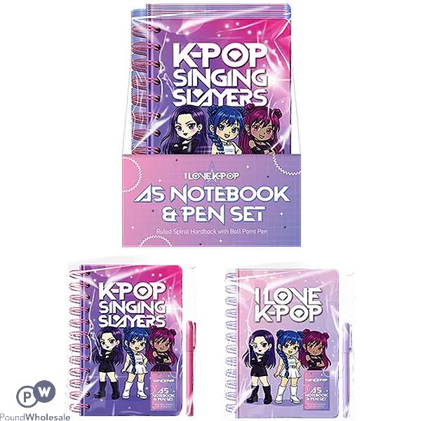 K-pop A5 Wiro Hardback Notebook & Pen Set Cdu Assorted