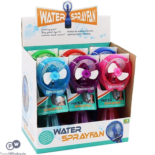 Water Sprayfan Battery-powered Cdu Assorted Colours