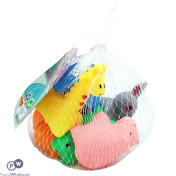Rubber Squeaky Animals Assorted 6pc Netted