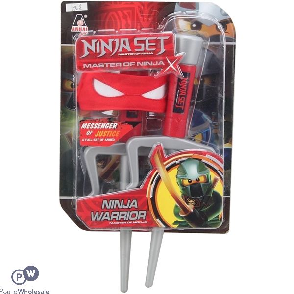 Red Ninja Eye-mask & Ninja Knives Set