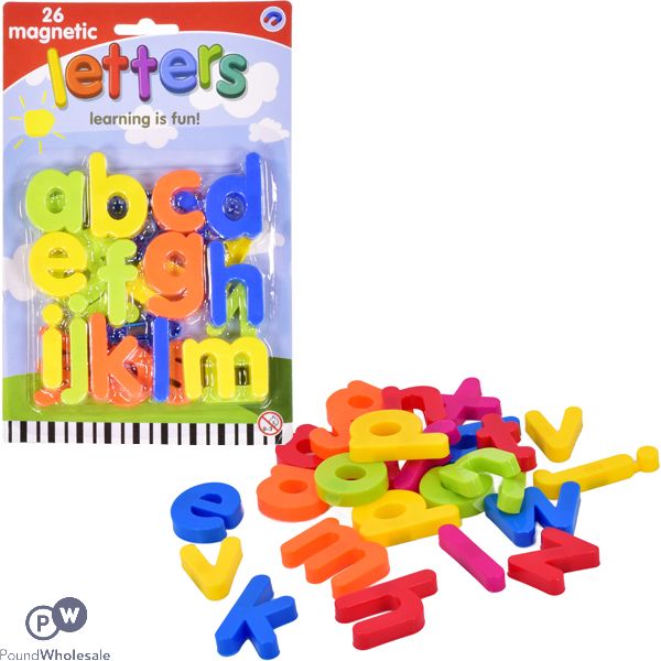 Assorted Colour Lower Case Magnetic Letters 26 Pack