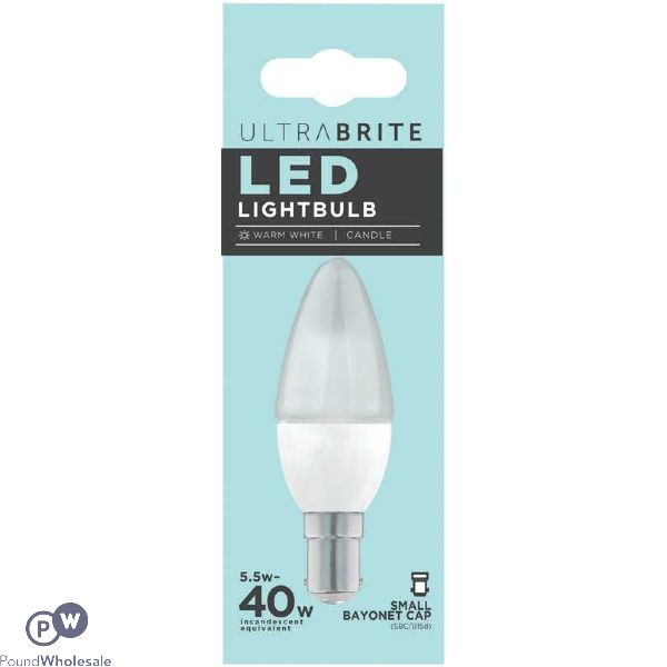 Ultra Brite 5.5w - 40w Led Candle Lightbulb Small Bayonet Warm White