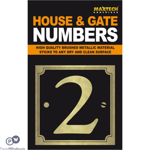 Adhesive House And Gate Number Black With Gold Number 2