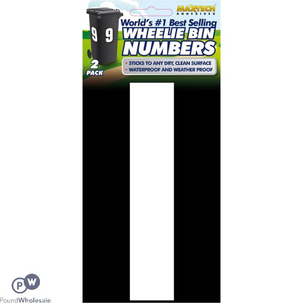 2pk Value Adhesive White Wheelie Bin Numbers 1