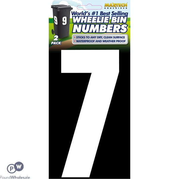 2pk Value Adhesive White Wheelie Bin Numbers 7