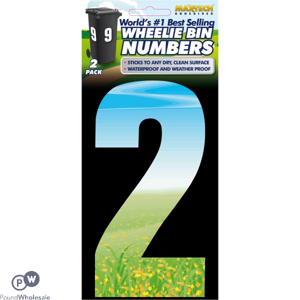 2pk Adhesive Meadow Wheelie Bin Number 2