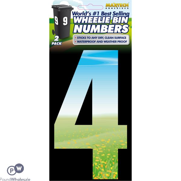 2pk Adhesive Meadow Wheelie Bin Number 4