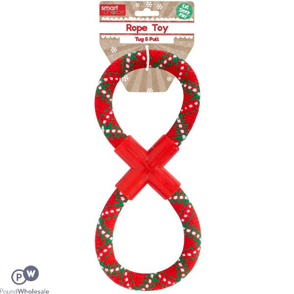 Smart Choice Christmas Figure Of 8 Rope Tug Dog Toy 25cm