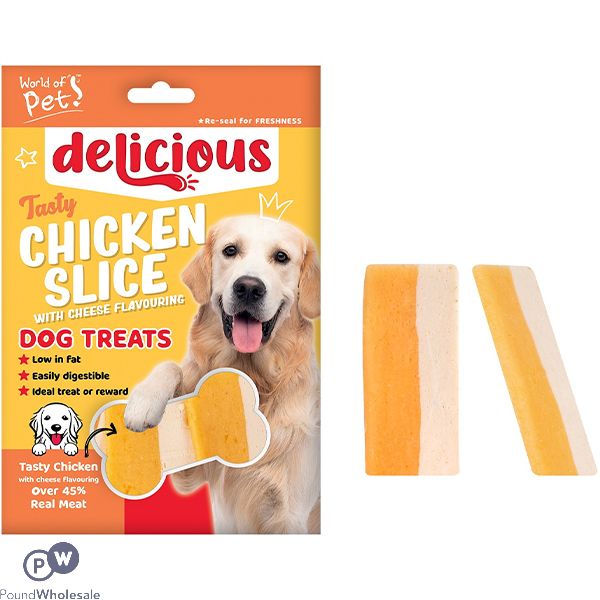 World Of Pets Tasty Chicken & Cheese Slice Dog Treats 8 Pack