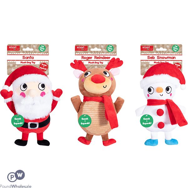 Smart Choice Squeaky Plush Festive Dog Toy 25cm Assorted