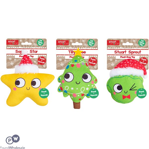 Smart Choice Squeaky Plush Christmas Dog Toy Assorted