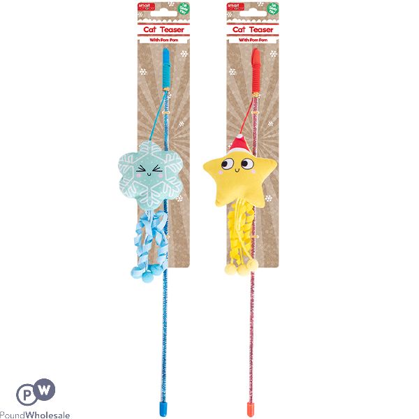 Smart Choice Christmas Glitter Pom Pom Cat Teaser Assorted