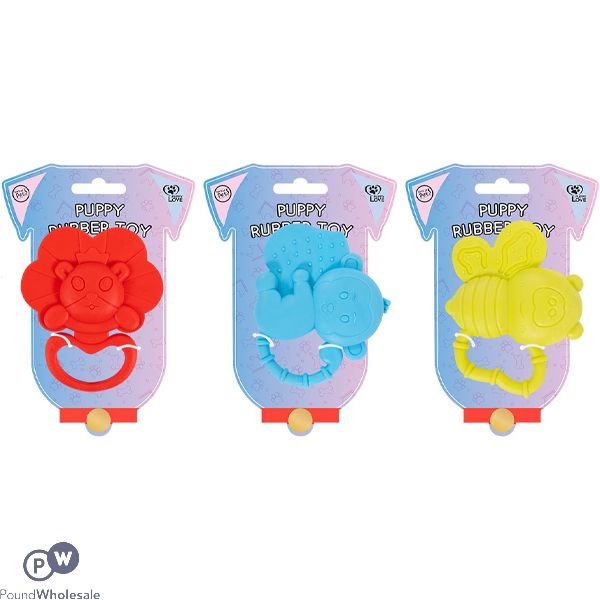 World Of Pets Rubber Puppy Animal Toys Assorted