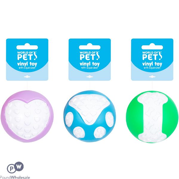 World Of Pets Squeaky Vinyl Dog Toy 8cm Assorted