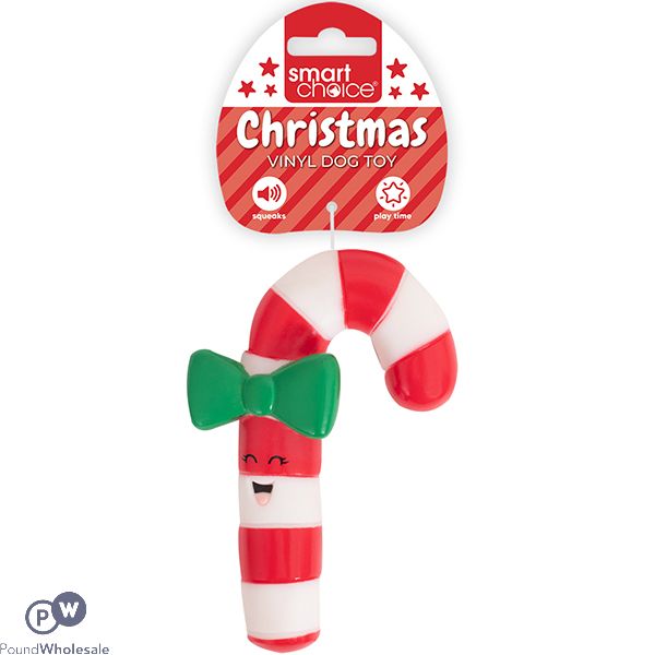 Smart Choice Christmas Squeaky Vinyl Candy Cane Dog Toy 14.5cm