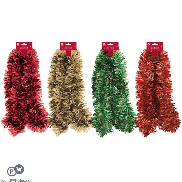 Festive Wonderland Christmas Chunky Traditional Tinsel 2m Assorted Colours