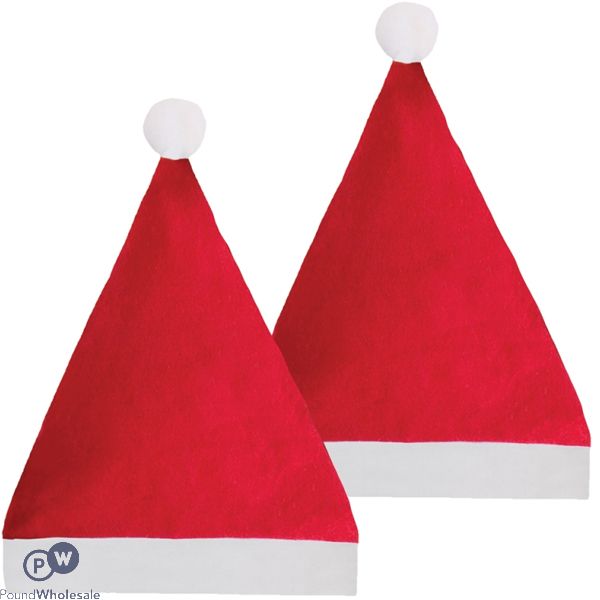 Festive Wonderland Christmas Plush Felt Santa Hat 2 Pack