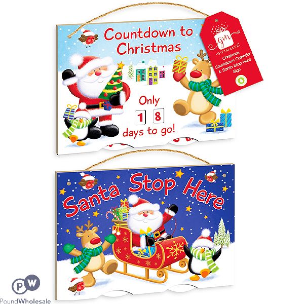 Giftmaker Christmas Countdown Calendar & Santa Stop Here Sign