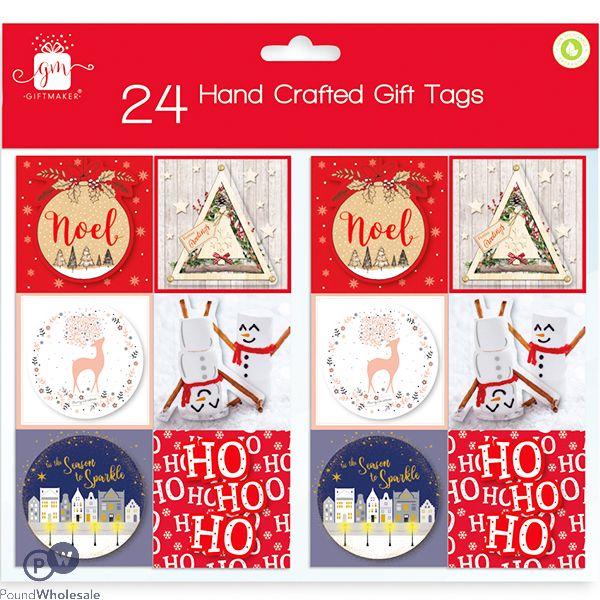 Giftmaker Hand-crafted Contemporary Christmas Gift Tags Assorted 24pc