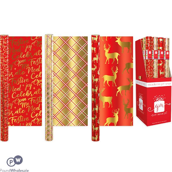 Giftmaker Christmas Traditions Gift Wrap 1.5m Assorted Cdu