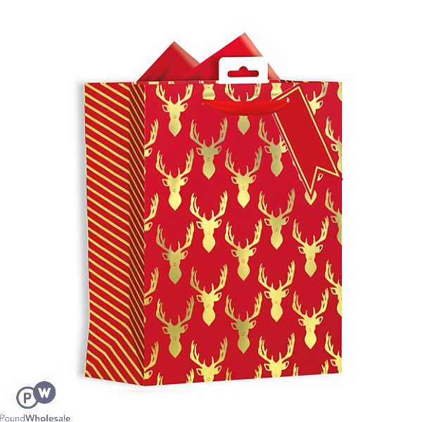 Giftmaker Christmas Stag Head Gift Bag Medium