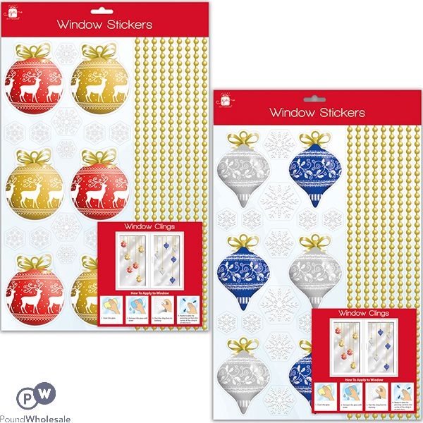 Giftmaker Christmas Bauble Window Sticker Set Assorted