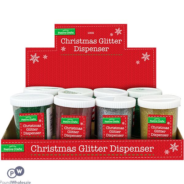 Christmas Glitter Dispenser 100g Assorted Colours Cdu
