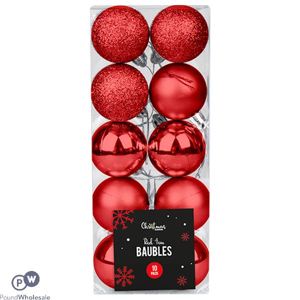 Christmas Red Assorted Baubles Set 4cm 10 Pack