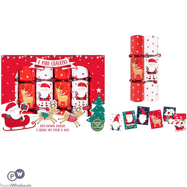 Christmas Santa & Reindeer Mini Crackers 6 Pack