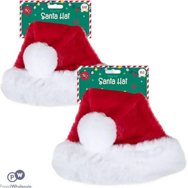 Jolly Christmas Deluxe Faux Fur Santa Hat Assorted Sizes