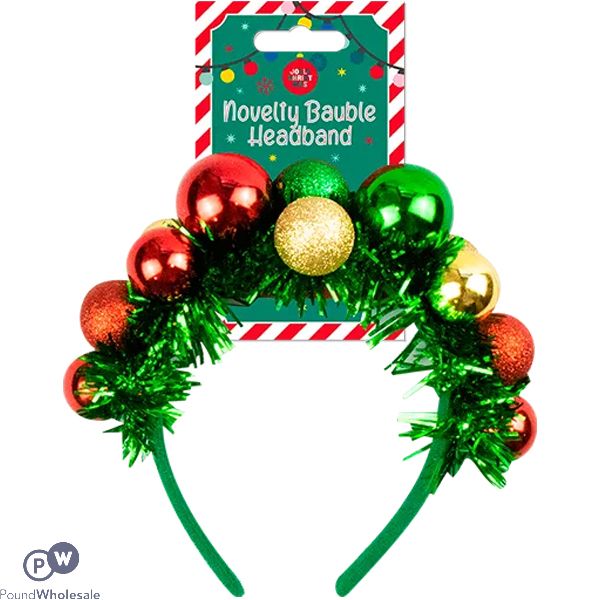 Jolly Christmas Novelty Bauble Tinsel Headband