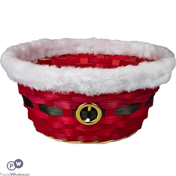Christmas Santa Bamboo Gift Hamper Basket 24cm X 11cm