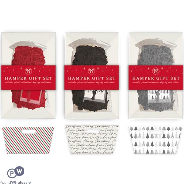 Christmas Cardboard Gift Hamper Set 23cm X 18cm Assorted