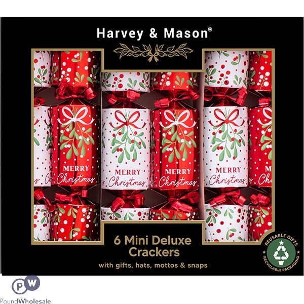 Harvey & Mason Mini Deluxe Christmas Crackers 6 Pack