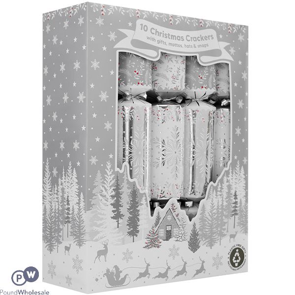 Family Silver Snowflake Crackers 12" 10 Pack